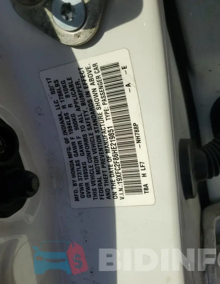 19XFC2F86HE219851 Photo# 12