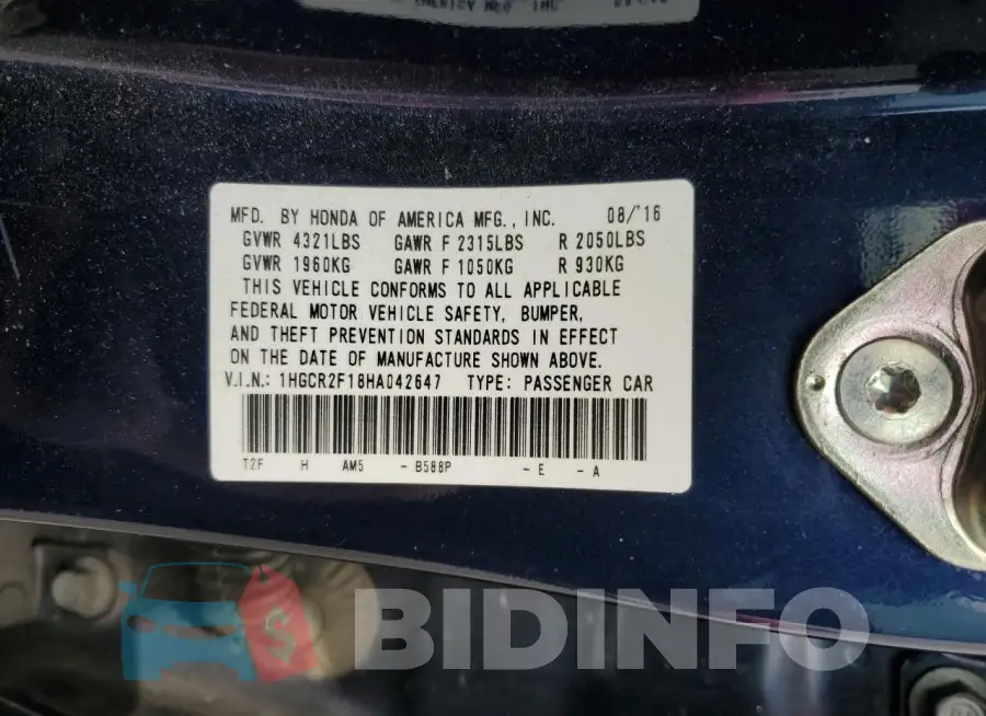 1HGCR2F18HA042647 Photo# 12