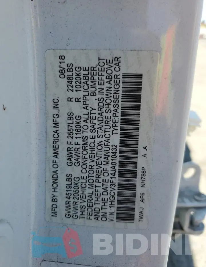 1HGCV3F14JA010432 Photo# 12