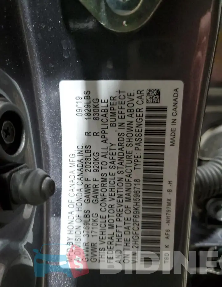 2HGFC2F69KH596718 Photo# 12