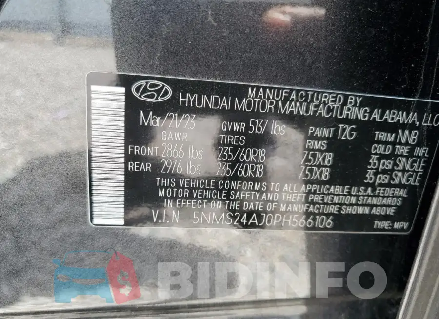 5NMS24AJ0PH566106 Photo# 13