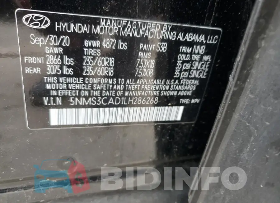 5NMS3CAD1LH286268 Photo# 13