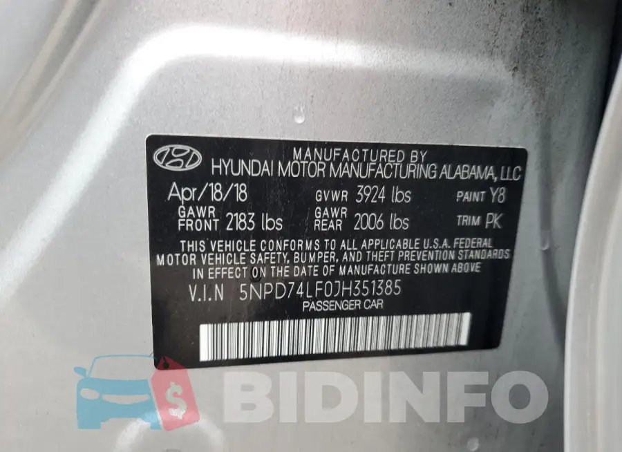 5NPD74LF0JH351385 Photo# 13