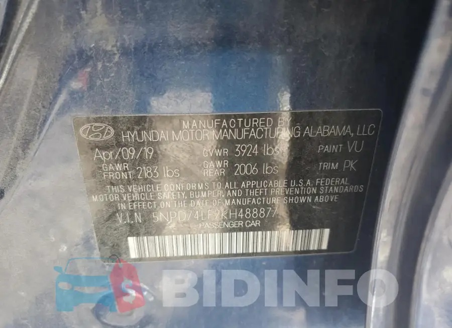 5NPD74LF2KH488877 Photo# 13