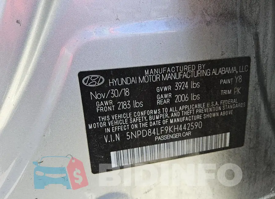 5NPD84LF9KH442590 Photo# 12
