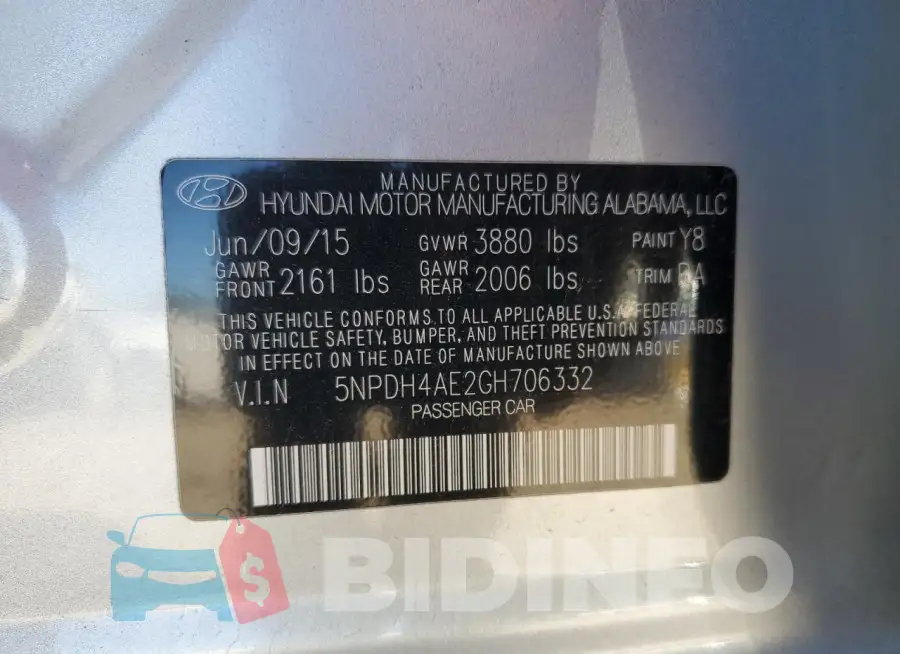 5NPDH4AE2GH706332 Photo# 12