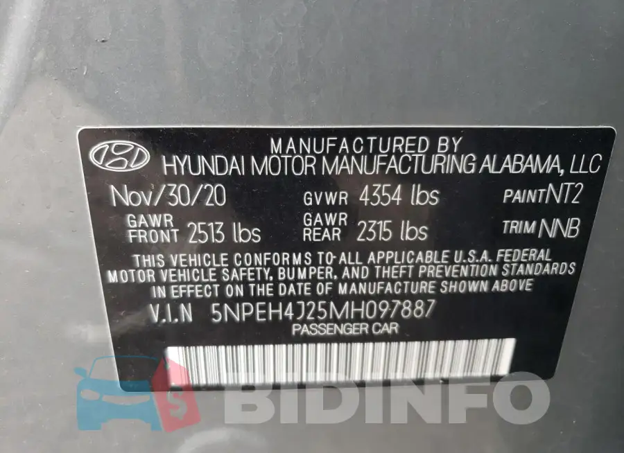 5NPEH4J25MH097887 Photo# 12