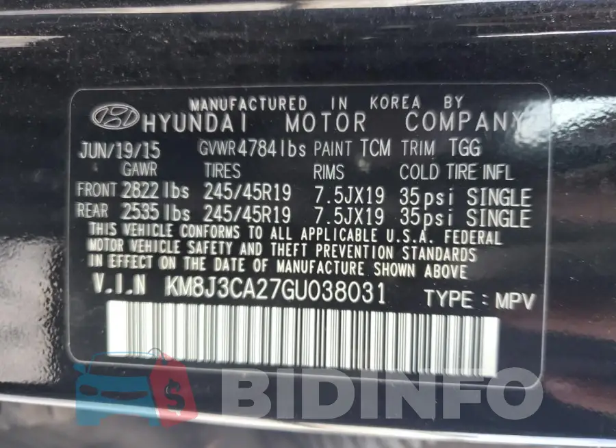 KM8J3CA27GU038031 Photo# 13