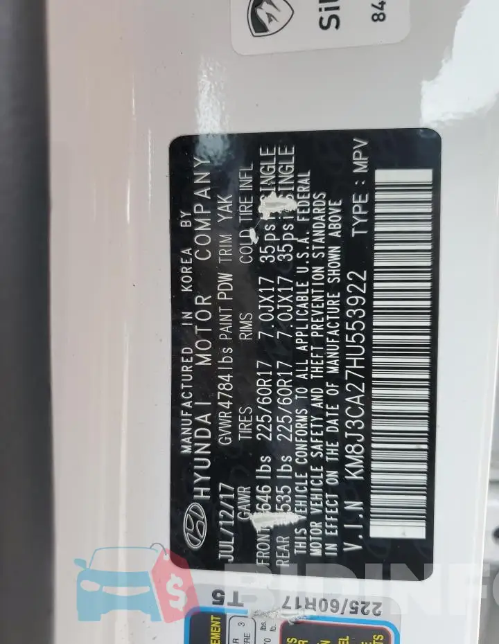 KM8J3CA27HU553922 Photo# 14