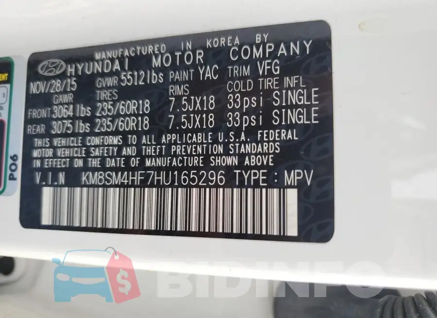 KM8SM4HF7HU165296 Photo# 14