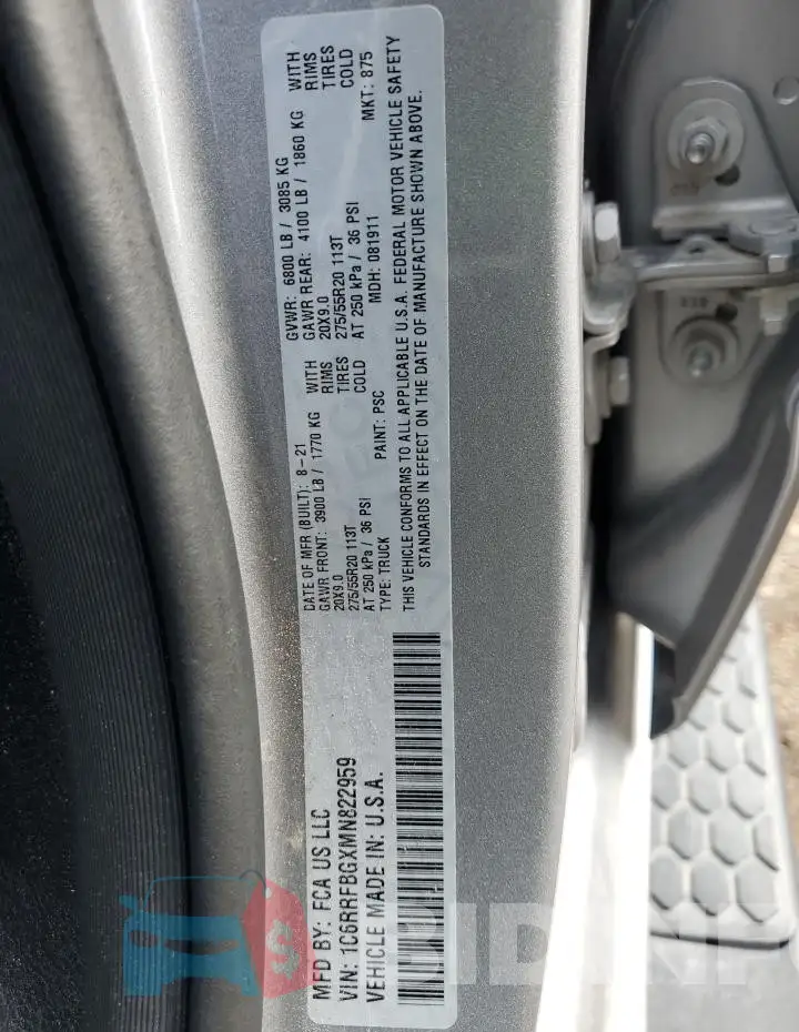 1C6RRFBGXMN822959 Photo# 12