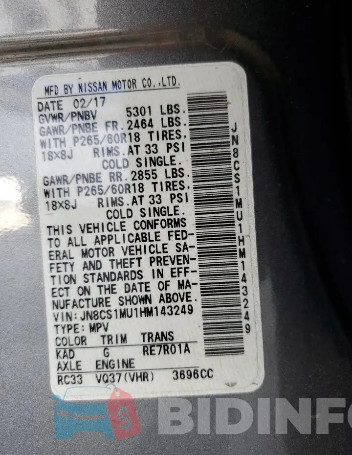 JN8CS1MU1HM143249 Photo# 13