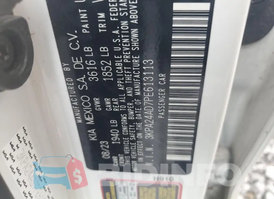 3KPA24AD7PE613113 Photo# 12