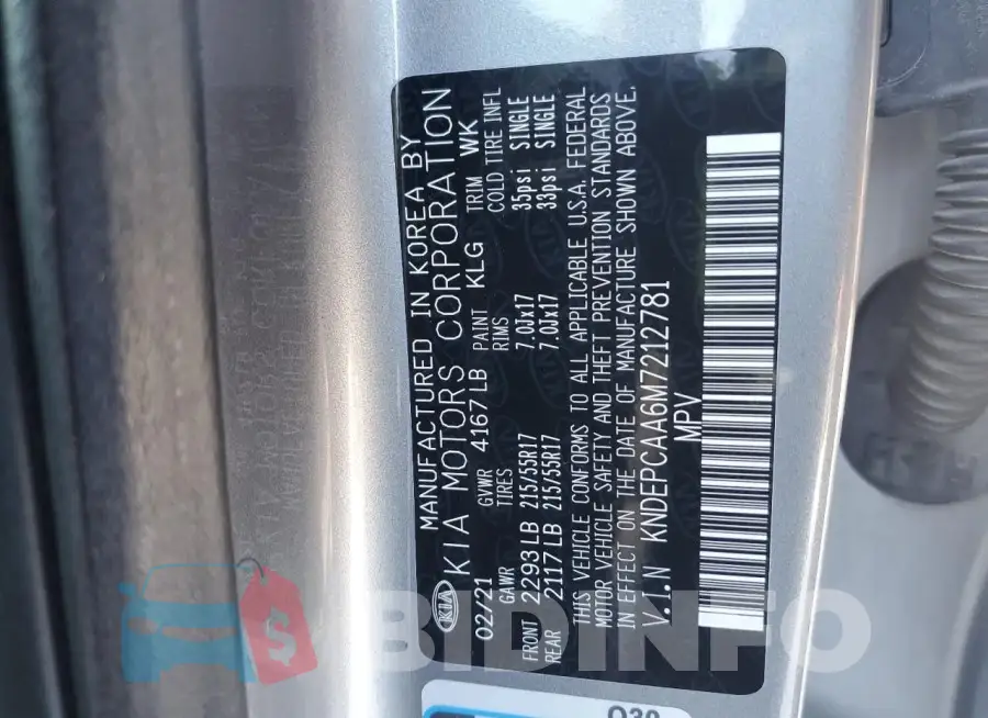 KNDEPCAA6M7212781 Photo# 14