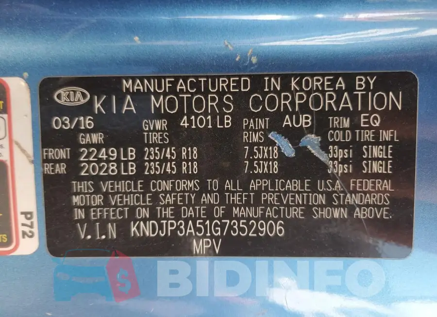 KNDJP3A51G7352906 Photo# 13