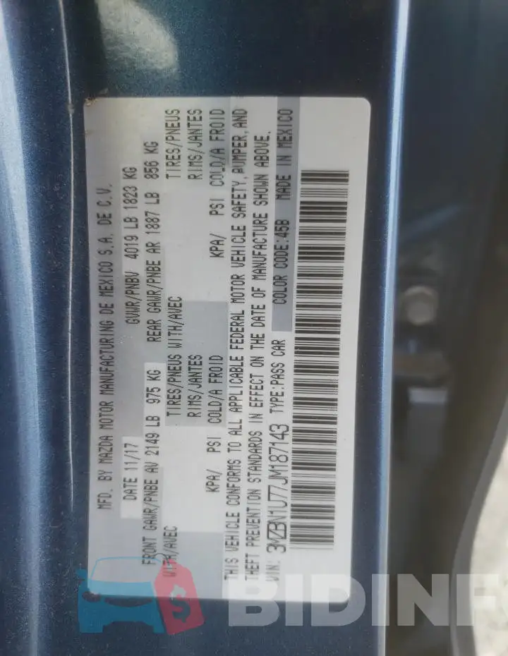 3MZBN1U77JM187143 Photo# 12
