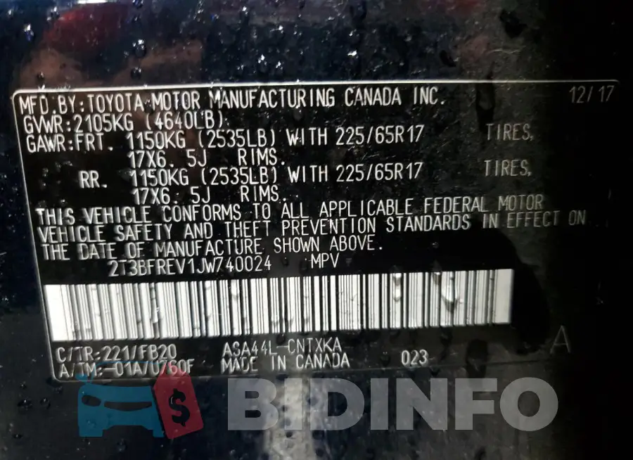 2T3BFREV1JW740024 Photo# 13