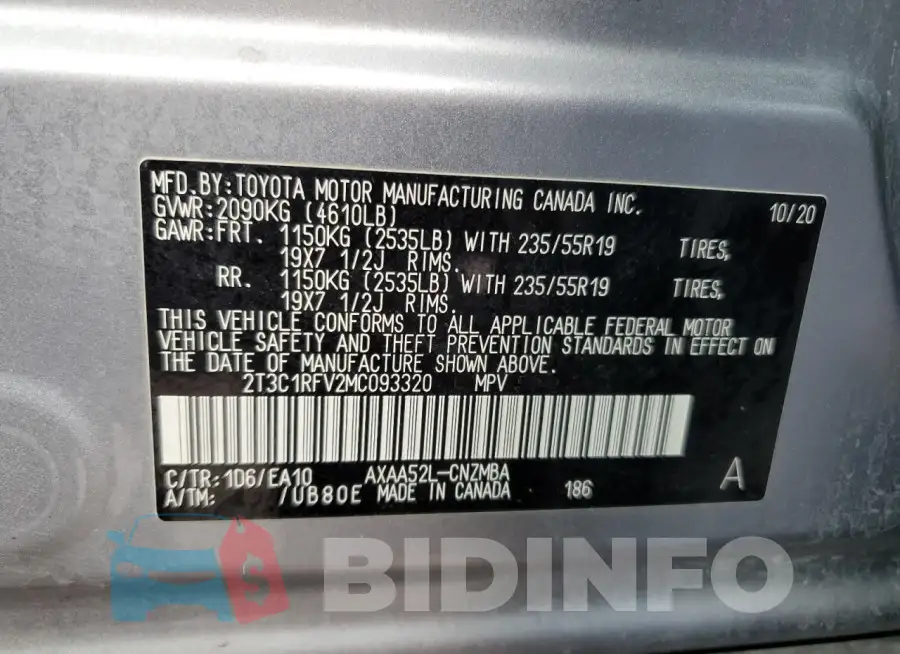 2T3C1RFV2MC093320 Photo# 13