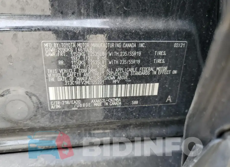 2T3C1RFV2MC125201 Photo# 13