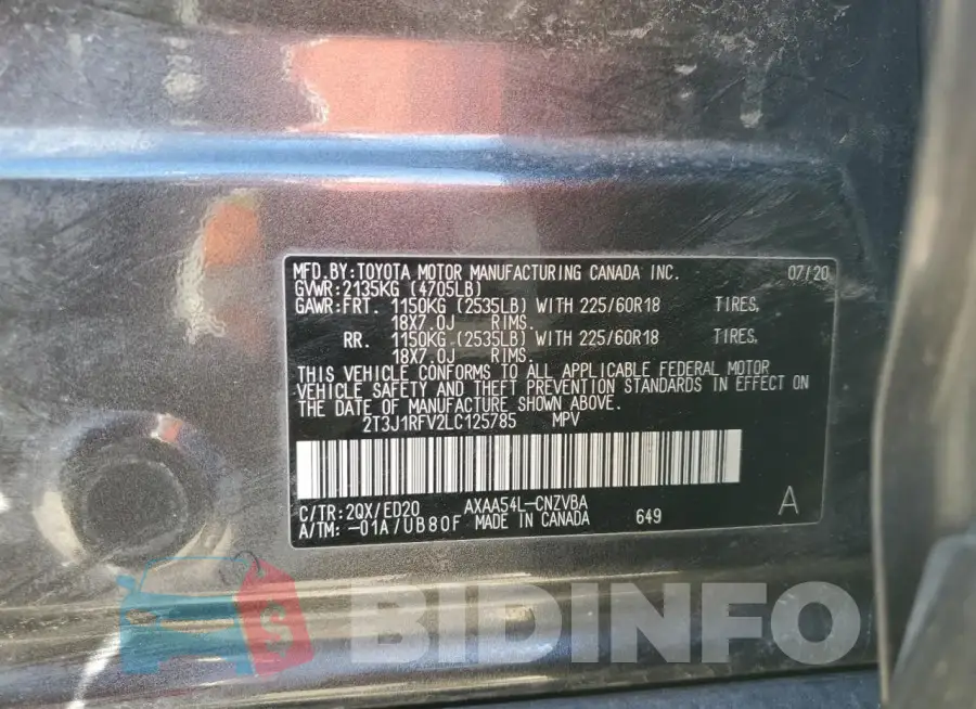2T3J1RFV2LC125785 Photo# 13