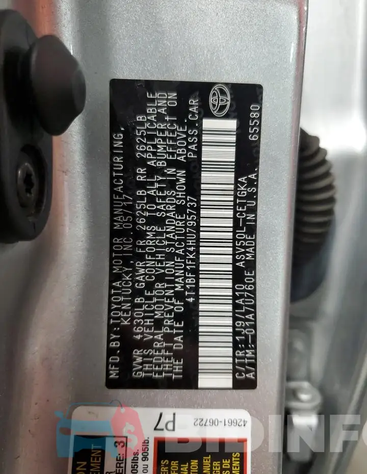 4T1BF1FK4HU795737 Photo# 12