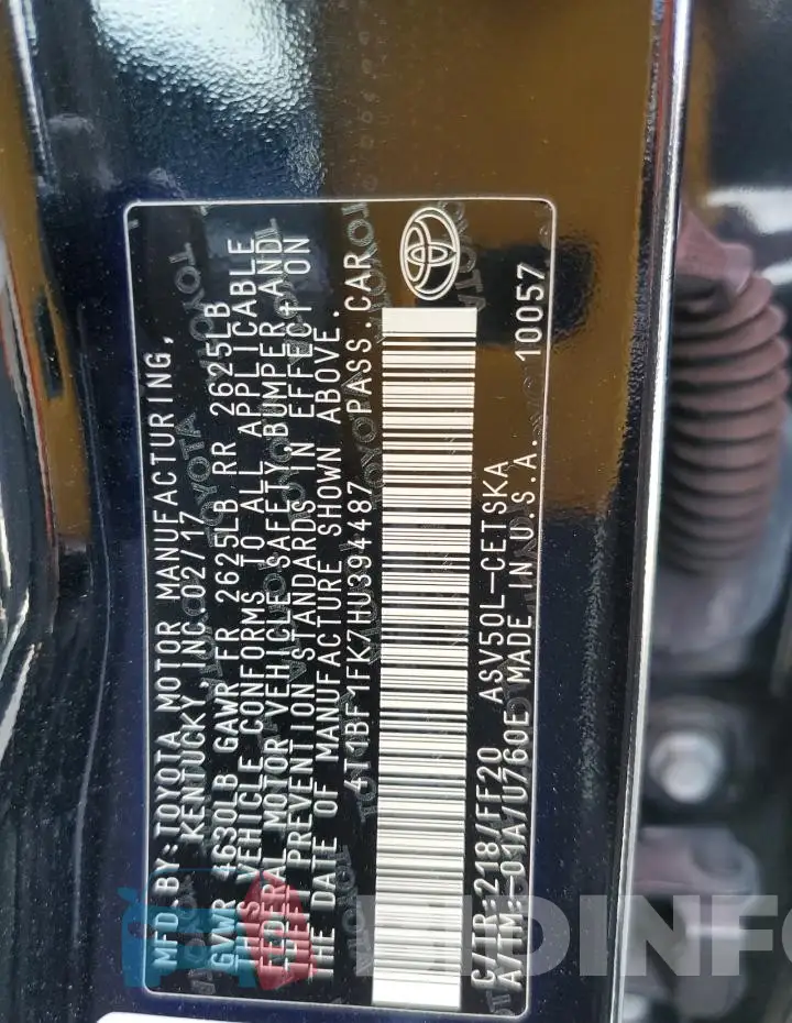 4T1BF1FK7HU394487 Photo# 12