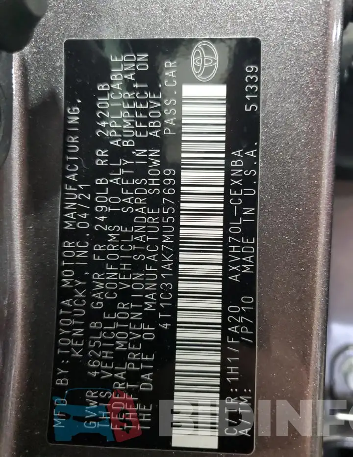 4T1C31AK7MU557699 Photo# 13