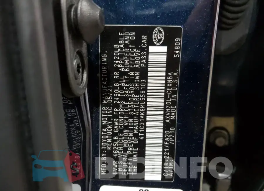 4T1C31AK8MU558103 Photo# 12