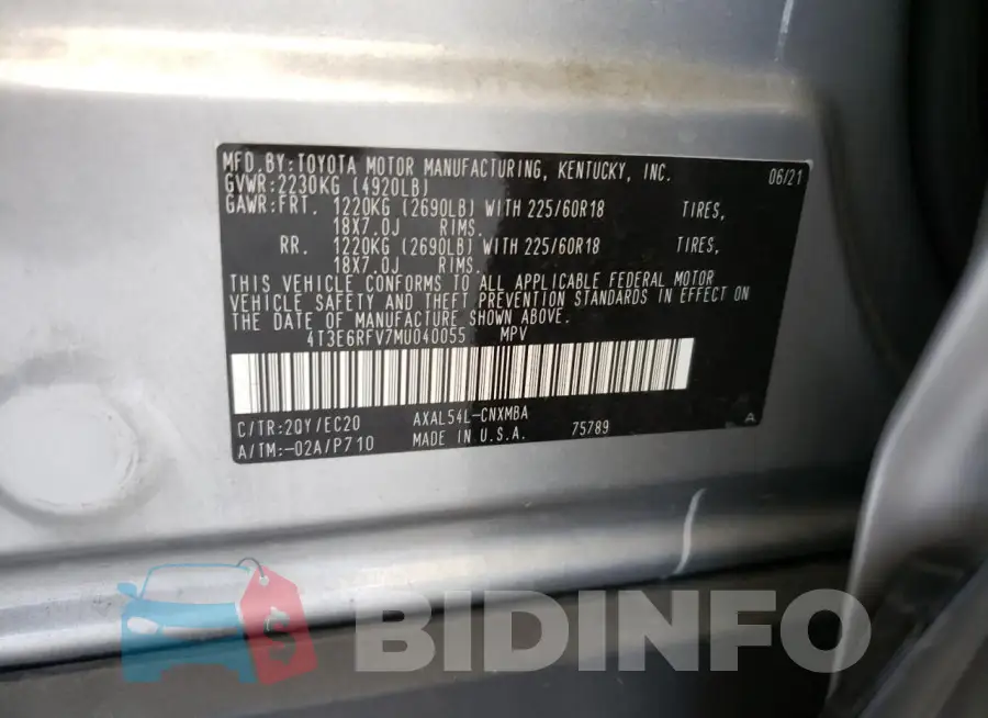 4T3E6RFV7MU040055 Photo# 13