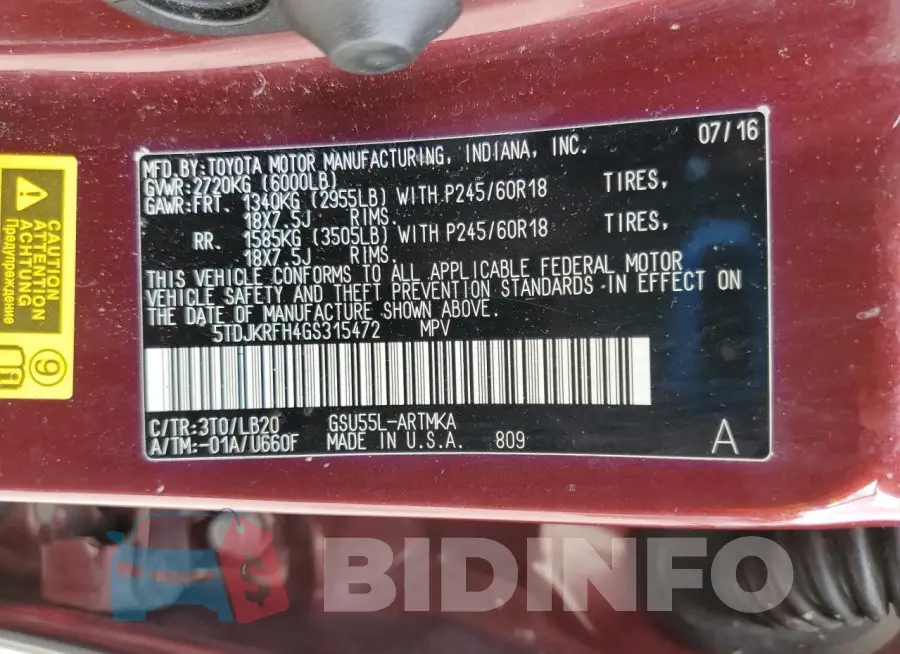 5TDJKRFH4GS315472 Photo# 14