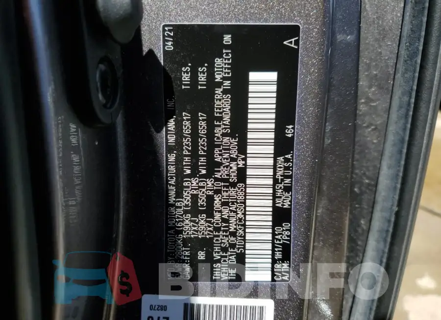5TDYSKFC3MS018859 Photo# 14
