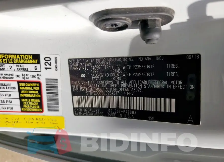 5TDYZ3DC8JS954217 Photo# 14