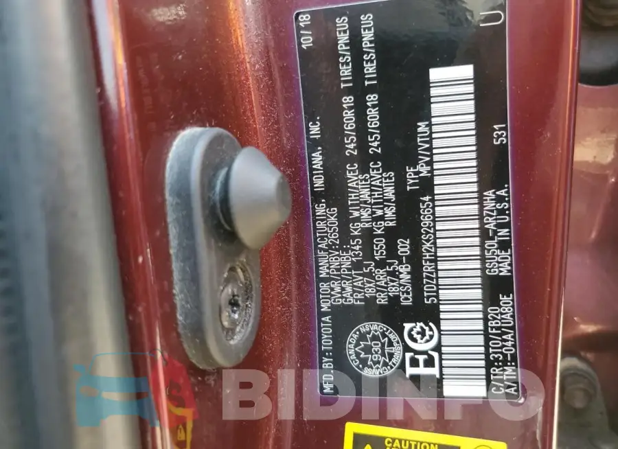5TDZZRFH2KS296654 Photo# 14