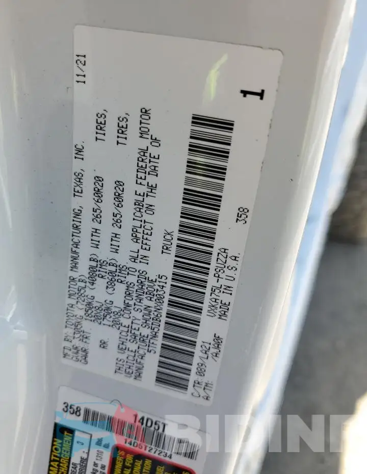5TFNA5DB6NX003415 Photo# 13