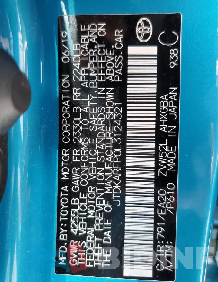 JTDKARFP0L3124321 Photo# 12