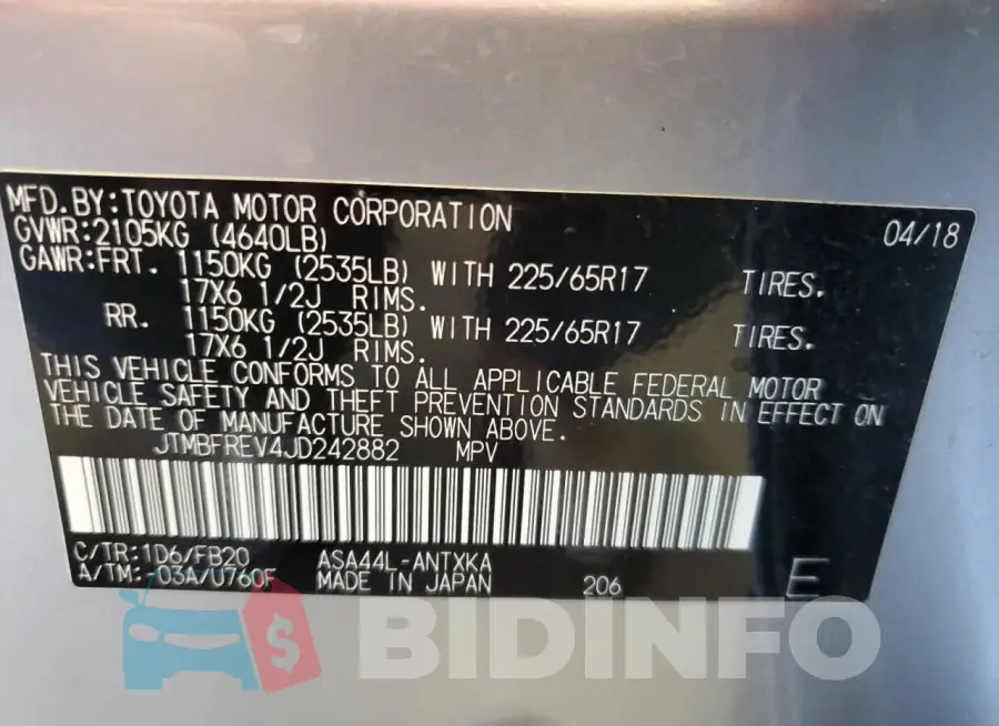 JTMBFREV4JD242882 Photo# 14