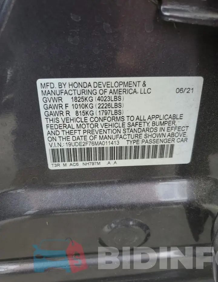 19UDE2F76MA011413 Photo# 13
