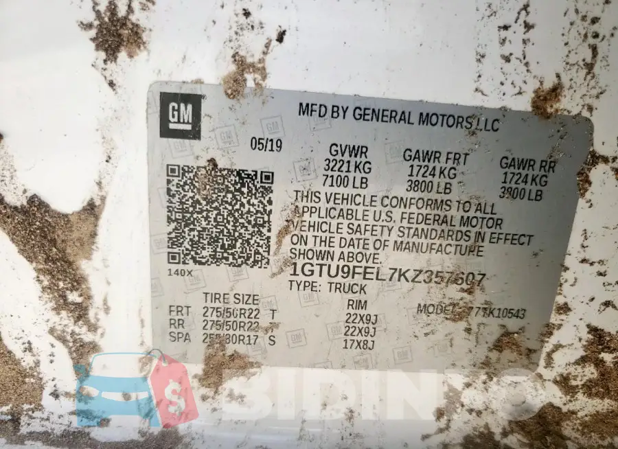 1GTU9FEL7KZ357607 Photo# 12