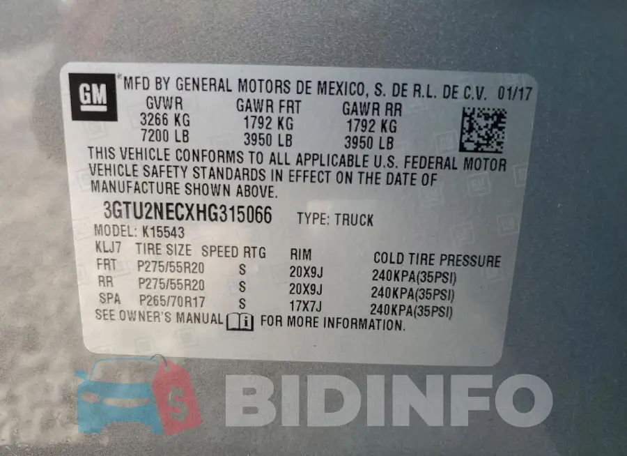 3GTU2NECXHG315066 Photo# 12
