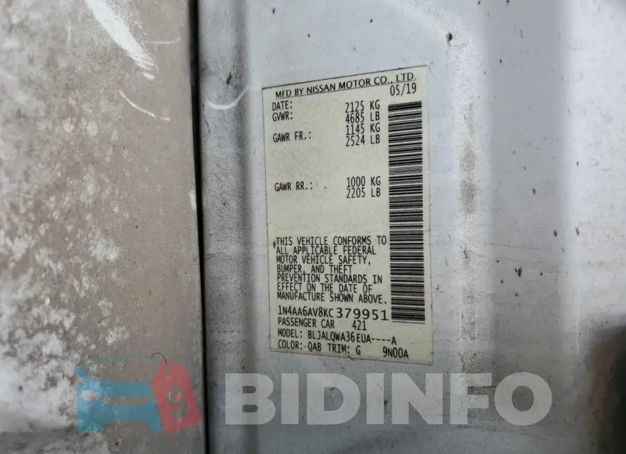 1N4AA6AV8KC379951 Photo# 12