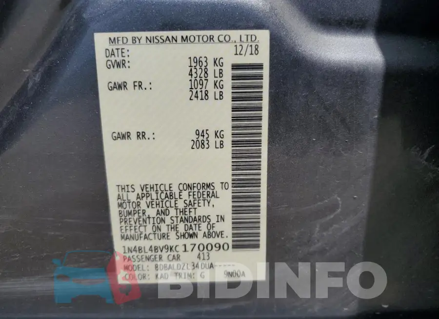 1N4BL4BV9KC170090 Photo# 13