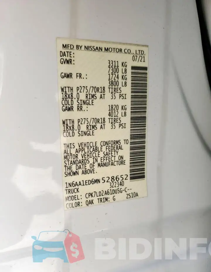 1N6AA1ED6MN528652 Photo# 12