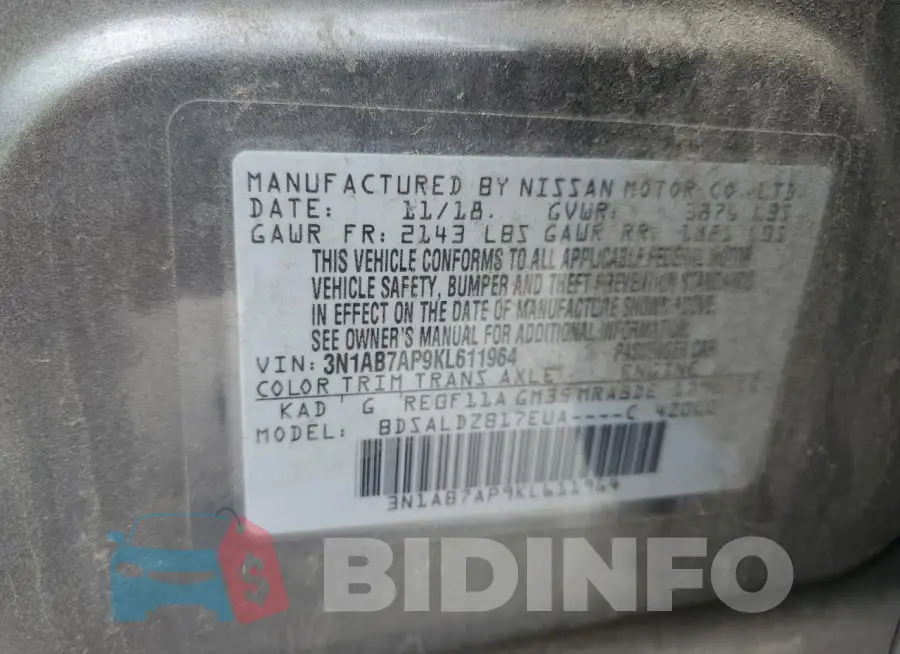 3N1AB7AP9KL611964 Photo# 12