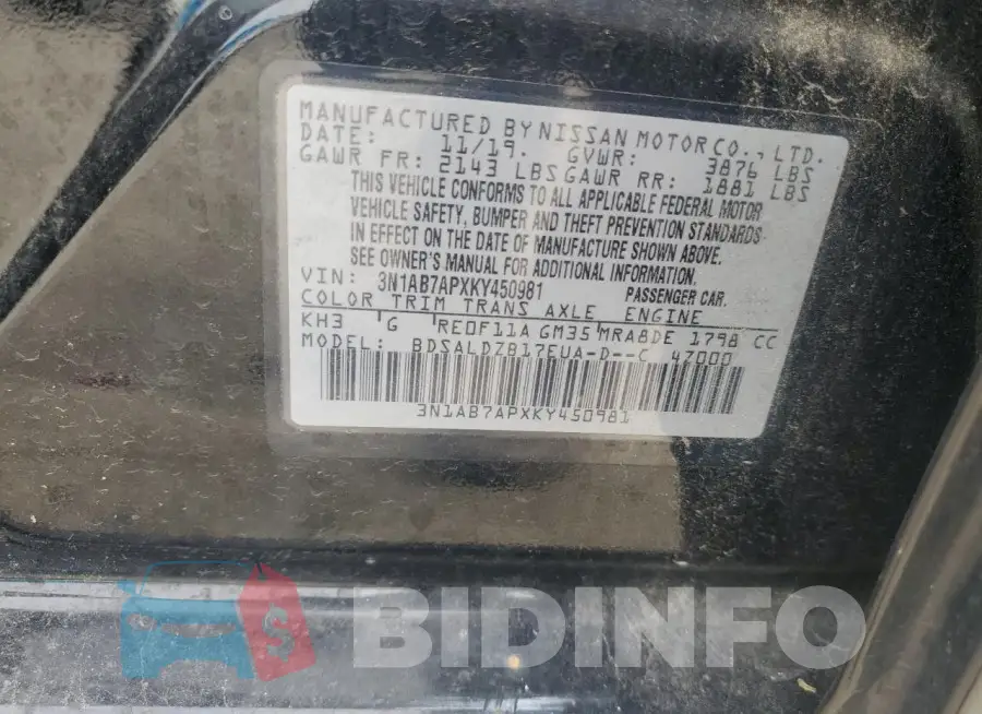 3N1AB7APXKY450981 Photo# 12