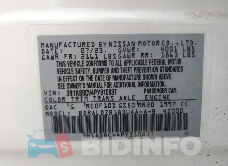 3N1AB8CV4PY310837 Photo# 13
