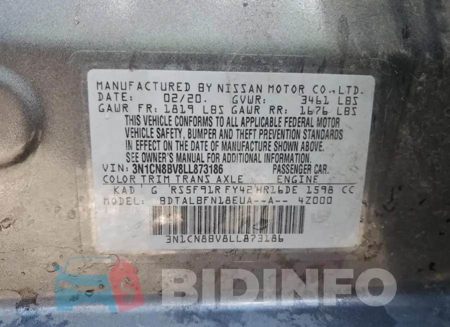 3N1CN8BV8LL873186 Photo# 13