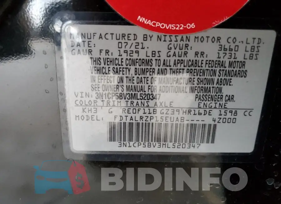 3N1CP5BV3ML520347 Photo# 12