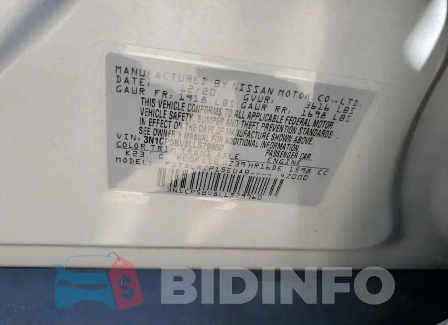 3N1CP5BV8LL579960 Photo# 12