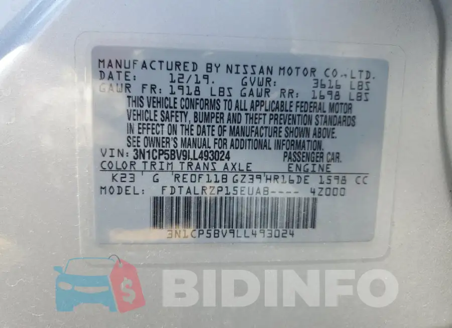 3N1CP5BV9LL493024 Photo# 12