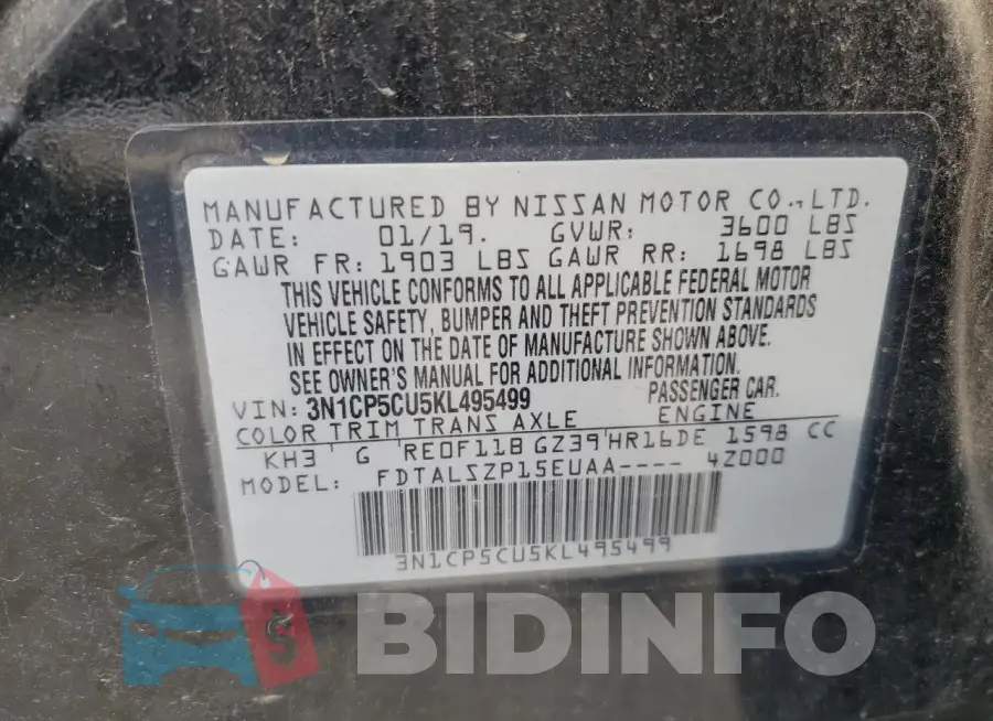 3N1CP5CU5KL495499 Photo# 12
